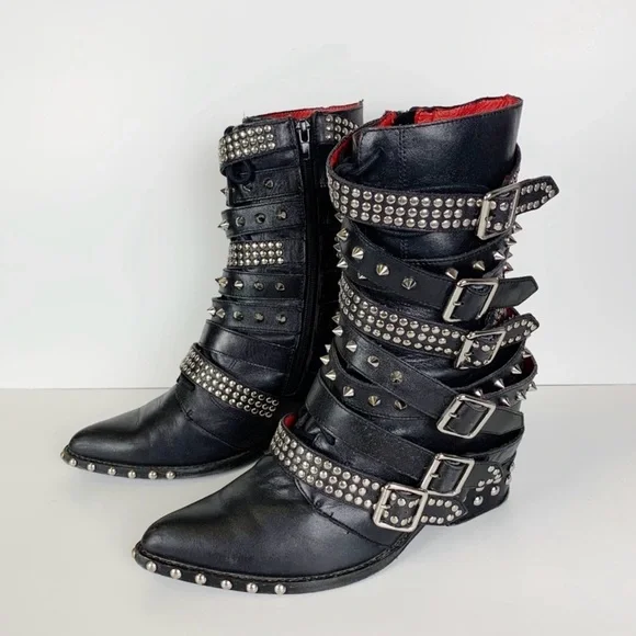 Jeffrey Campbell Draco Studded Black Boots Sz 11 New - Picture 1 of 6